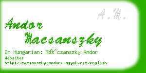 andor macsanszky business card